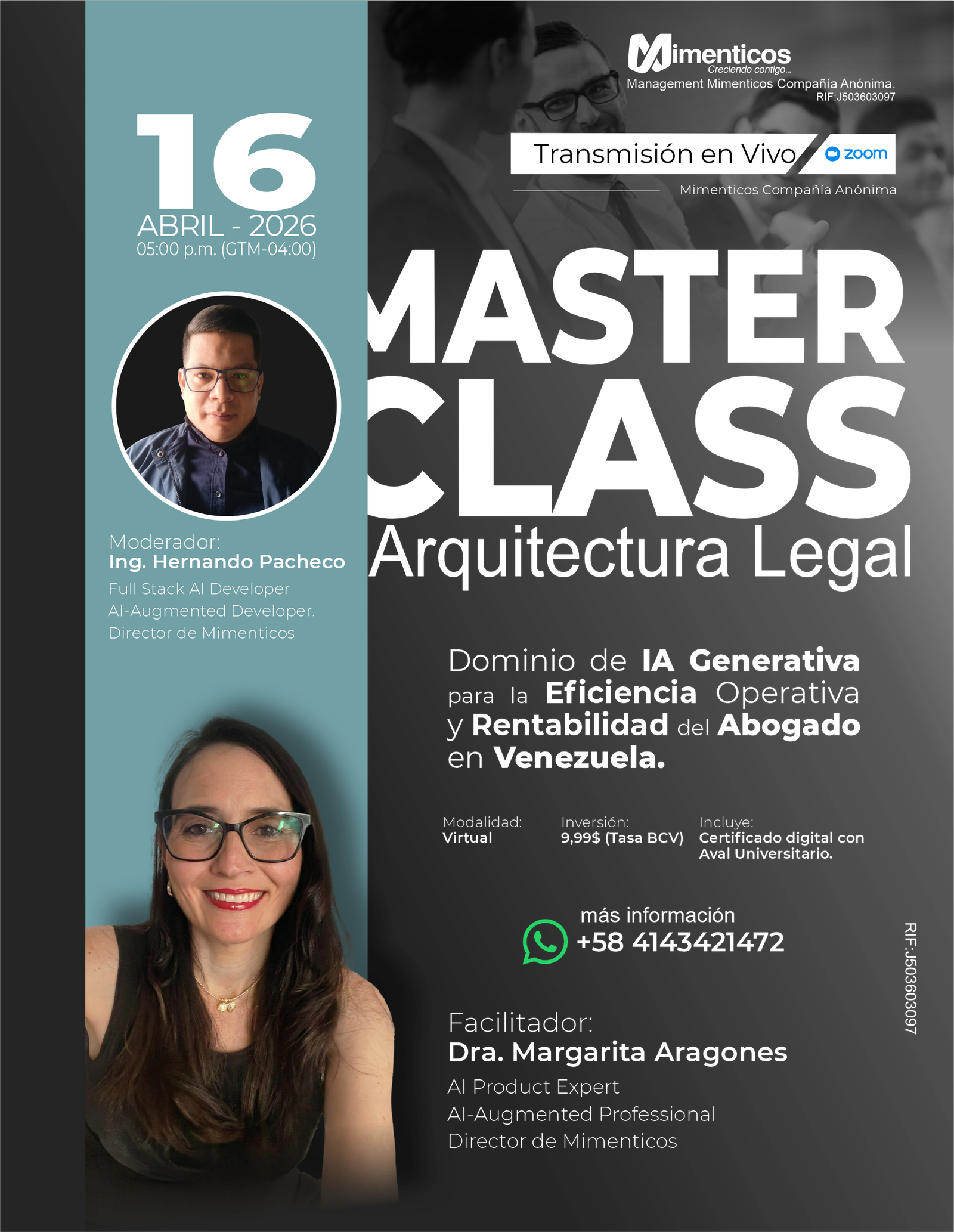 Flyer Masterclass Arquitectura Legal
